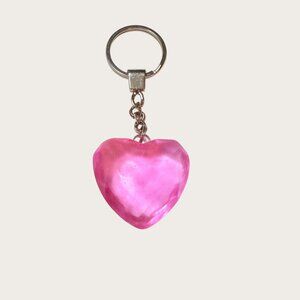 Pink Heart-Shaped Acrylic Keychain Keyring Valentine